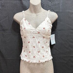 Rebellious Dreamer Eyelet Camisole Women Small White Floral Coquette Summer‎